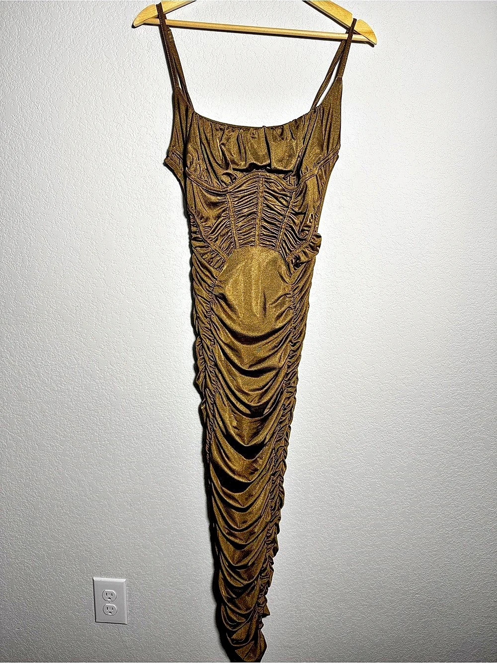 Forever 21 Ruched Maxi Dress in Brown Size Medium corset romantic ren faire